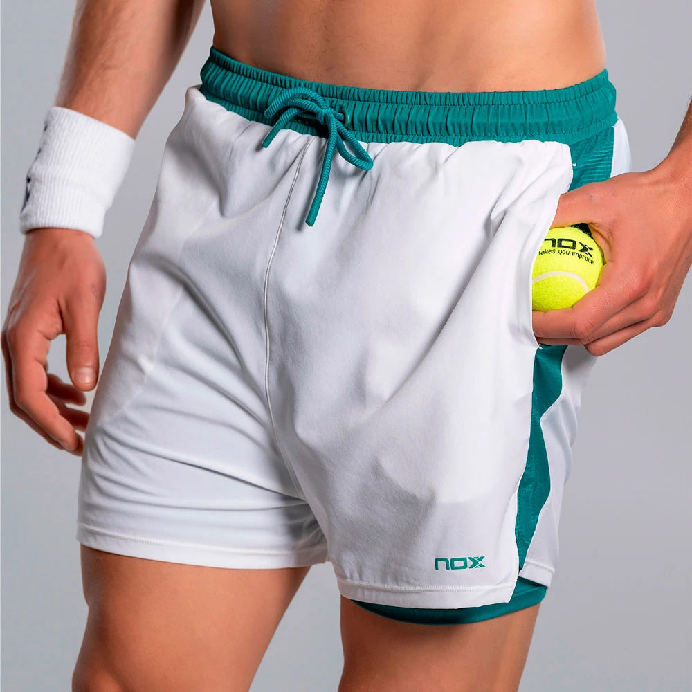 Short de padel Nox Pro White/Ivy Green