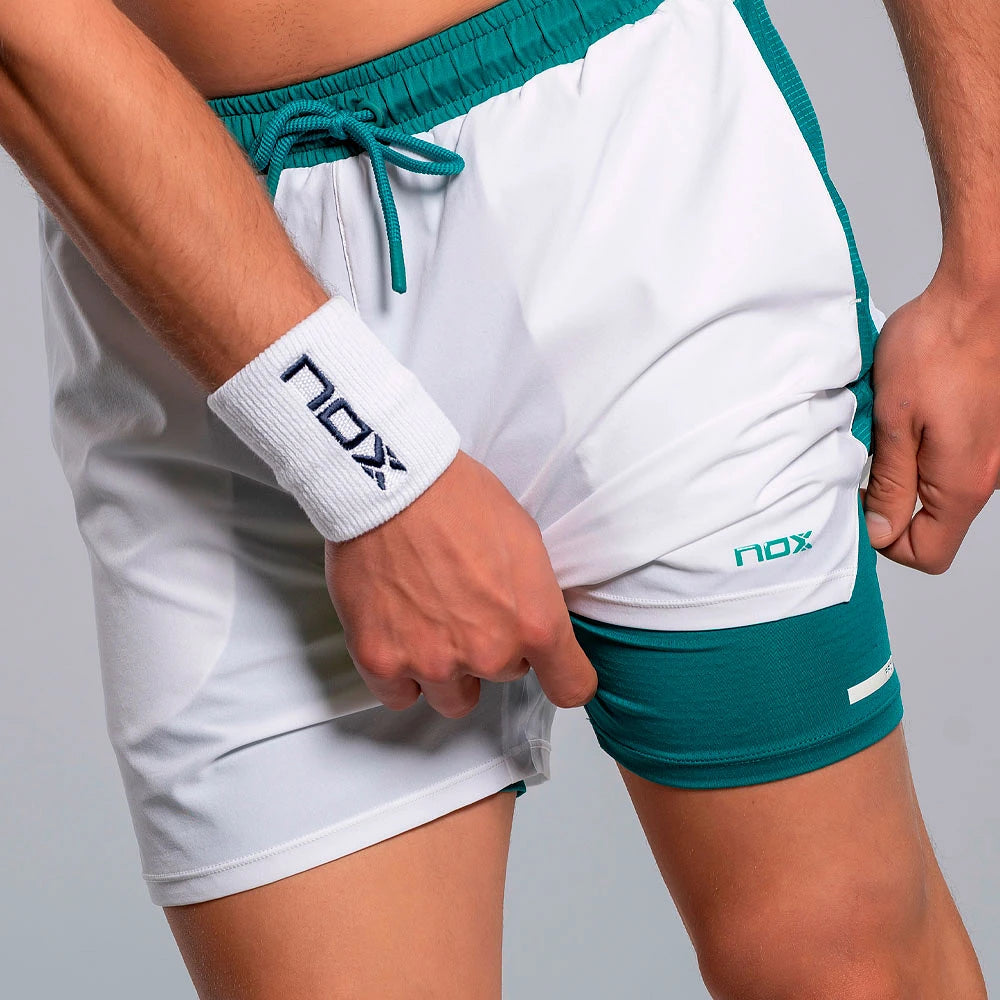 Short de padel Nox Pro White/Ivy Green – vue 2