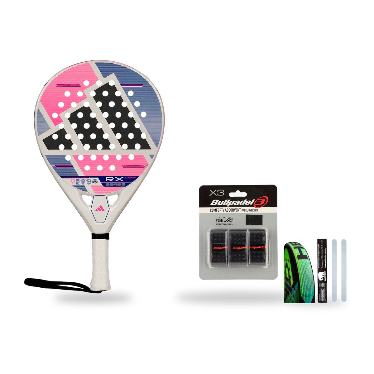 Pack Adidas RX Light : raquette + grips + protège-cadre