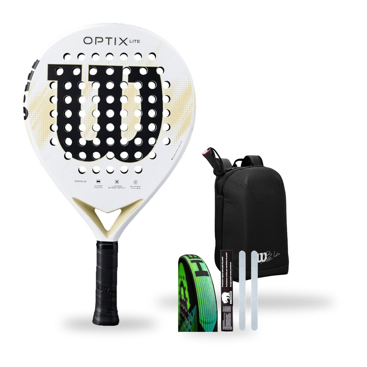Pack Wilson Optix V2 Lite White + sac Bela Padel Black