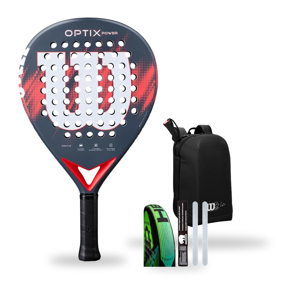 Pack Wilson Optix V2 Power Red + sac Bela Padel Black