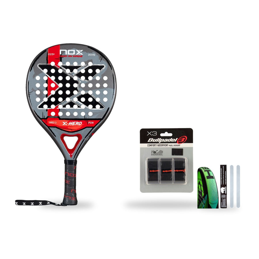 Pack Débutant Nox X-Hero Red 2026 : raquette + 3 grips + protège-cadre
