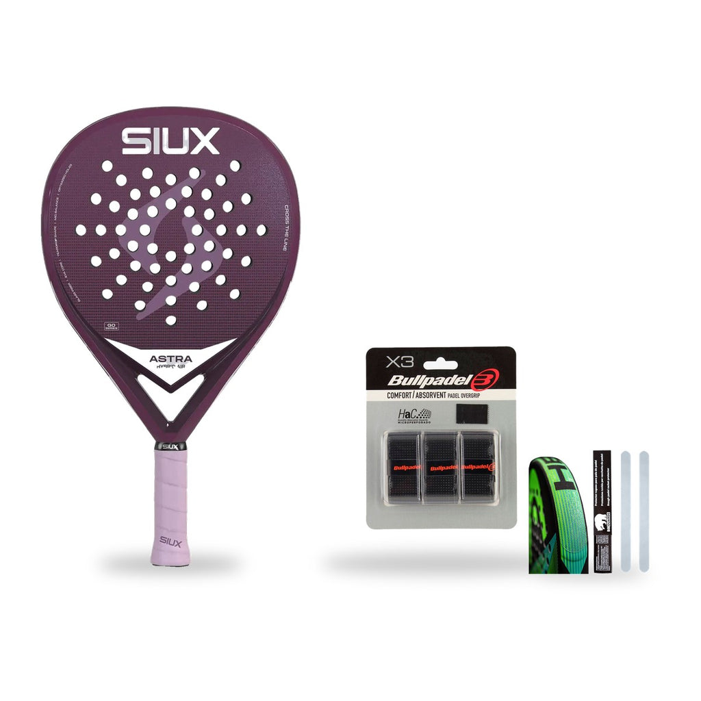 Pack Débutant Siux Astra Hybrid Air 2026 : raquette + 3 grips + protège-cadre